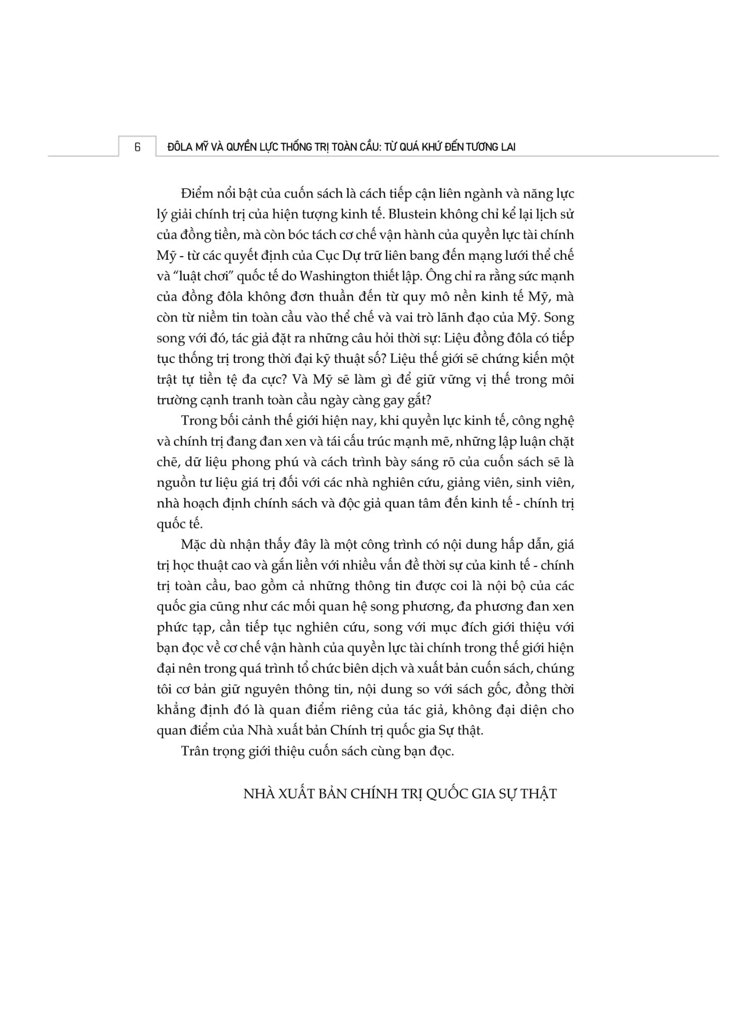 ĐôLa Mỹ Và Quyền Lực Thống Trị Toàn Cầu - Từ Quá Khứ Đến Tương Lai - Paul Blustein