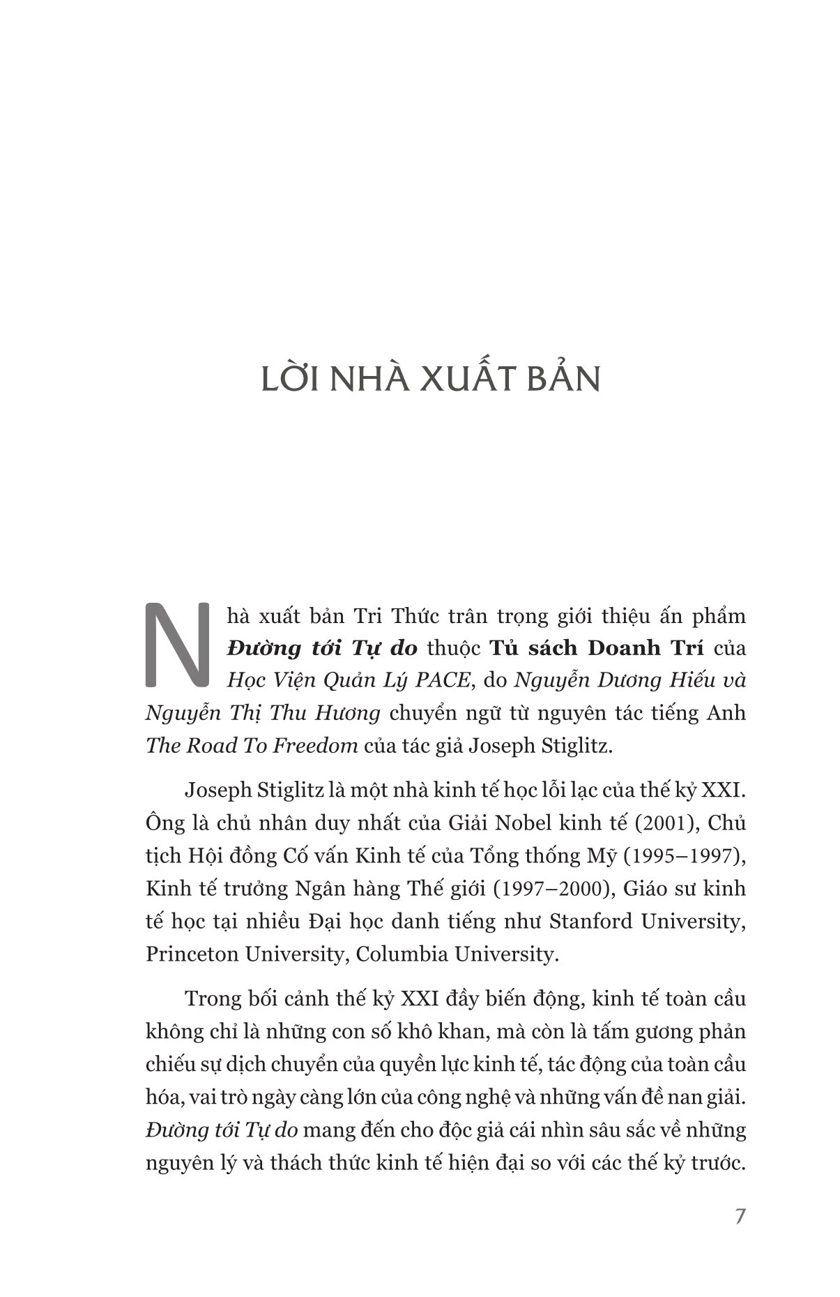 Đường Tới Tự Do - The Road To Freedom - Joseph E. Stiglitz