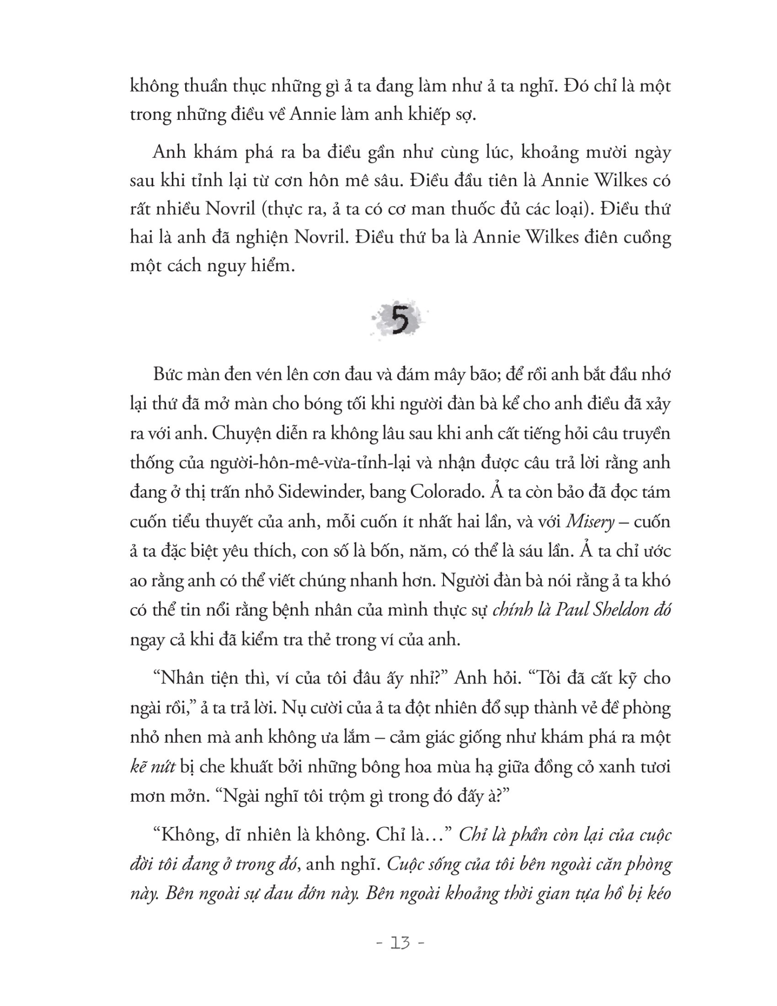 Misery - Chiếc Máy Đánh Chữ Đẫm Máu Ở Vùng Núi Tuyết (Sách Bỏ Túi) - Stephen King