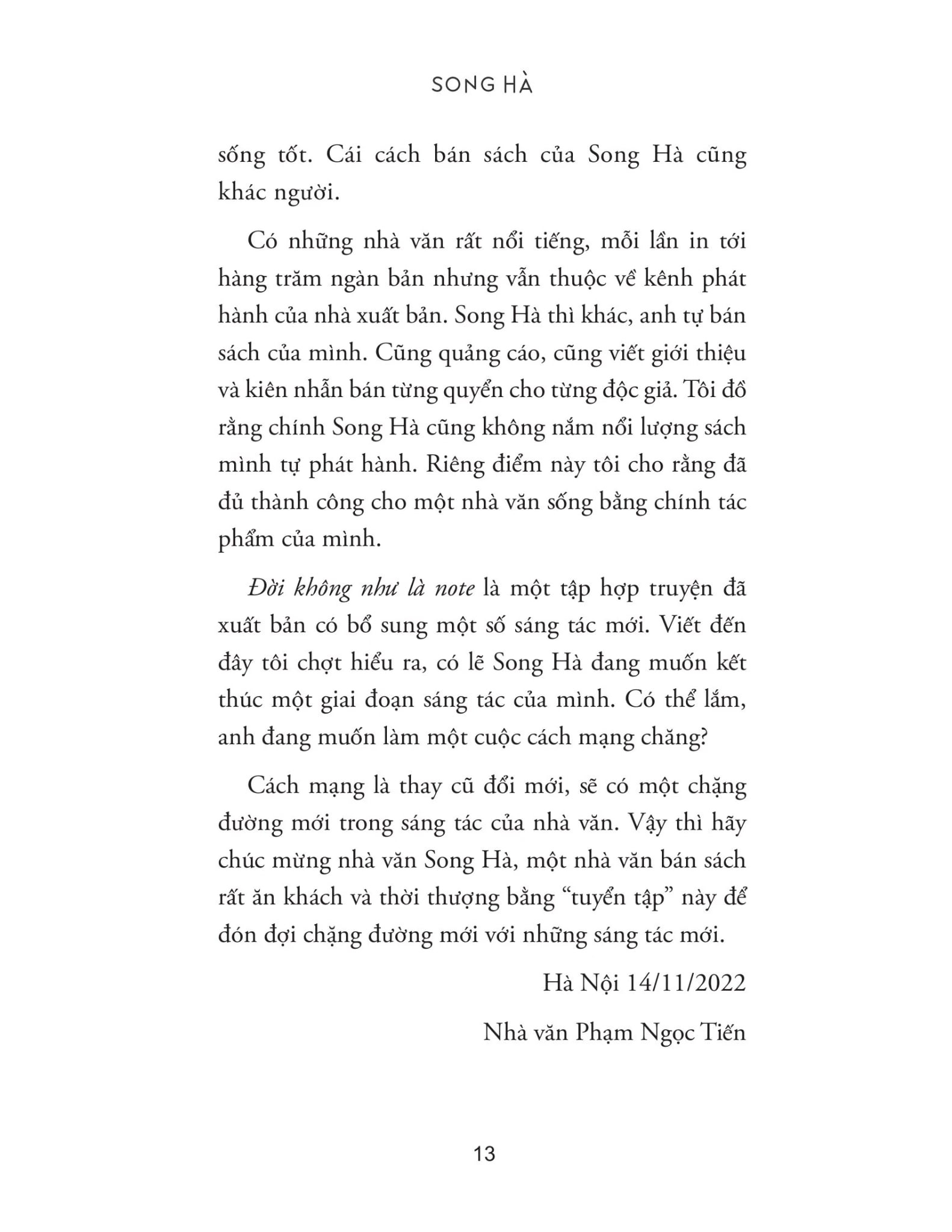 Đời Không Như Là Note - Chuyện Của Một Kẻ Lữ Hành Đời Thường - Song Hà