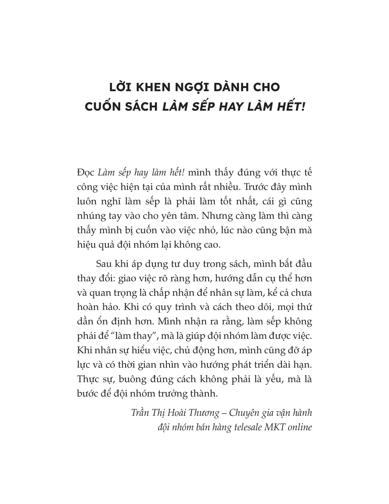 Làm Sếp Hay Làm Hết - Nghệ Thuật Thoát Khỏi Bẫy Ôm Việc - Phi Hồng Huy