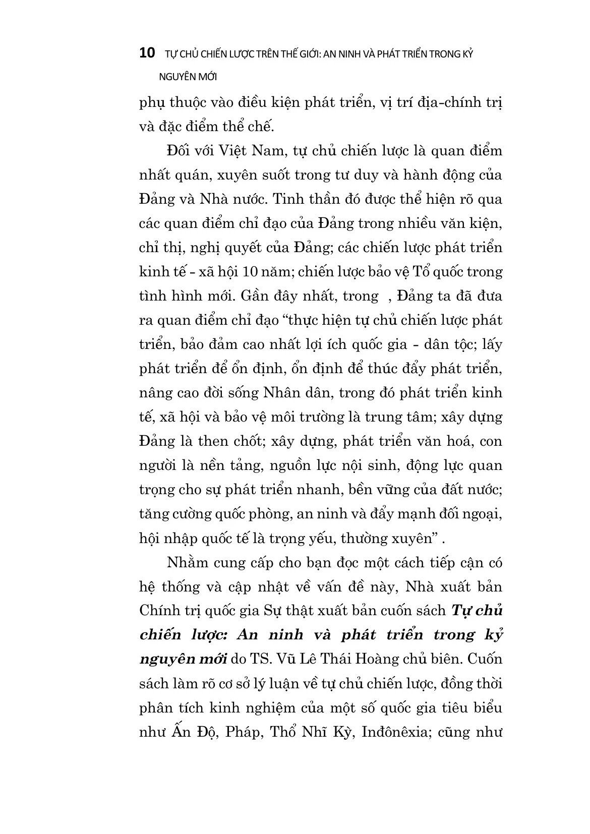 Tự Chủ Chiến Lược - An Ninh Và Phát Triển Trong Kỷ Nguyên Mới - TS Vũ Lê Thái Hoàng