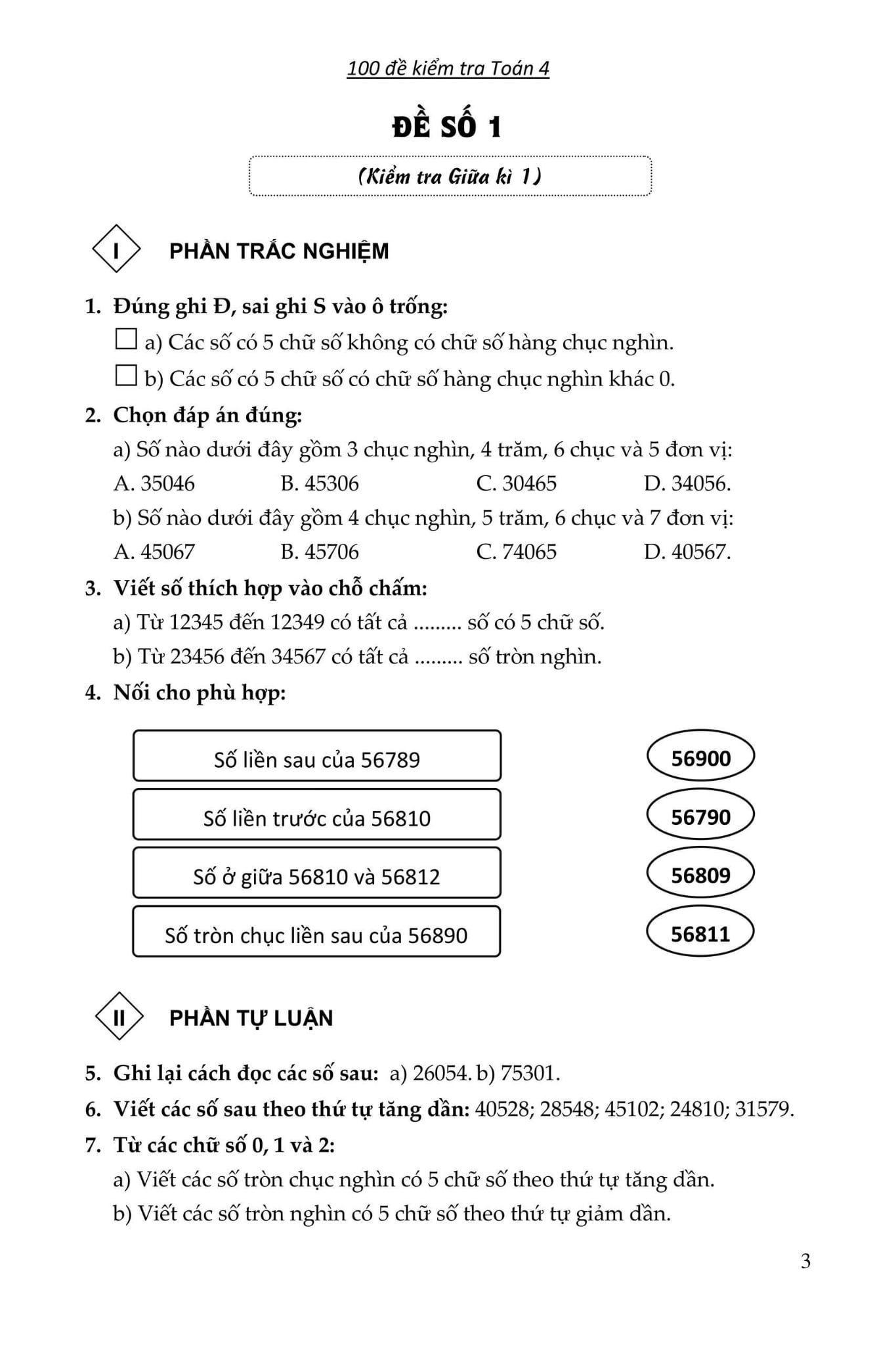 100 Đề Kiểm Tra Toán 4 Theo Chương Trình Mới   - Phạm Văn Công
