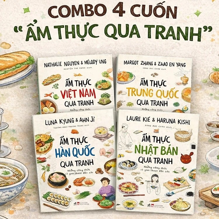 Combo 4 Cuốn Ẩm Thực Qua Tranh - Những Công Thức Và Giai Thoại Đặc Sắc ( Việt Nam + Nhật Bản + Trung Quốc + Hàn Quốc )