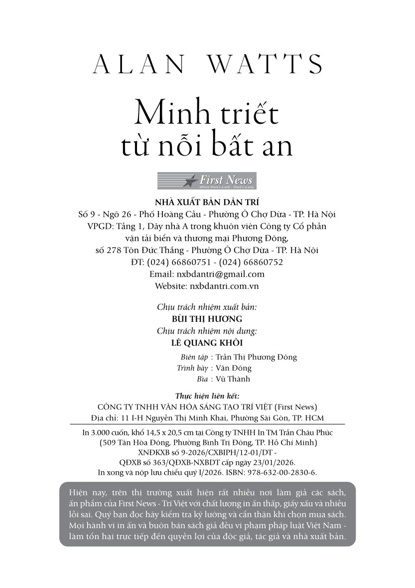 Minh Triết Từ Nỗi Bất An - 
Alan Watts