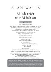Minh Triết Từ Nỗi Bất An - 
Alan Watts