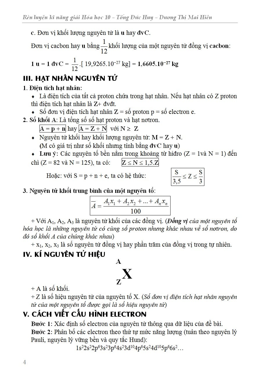 Rèn Luyện Kỹ Năng Giải Hóa Học 10 - Tống Đức Huy