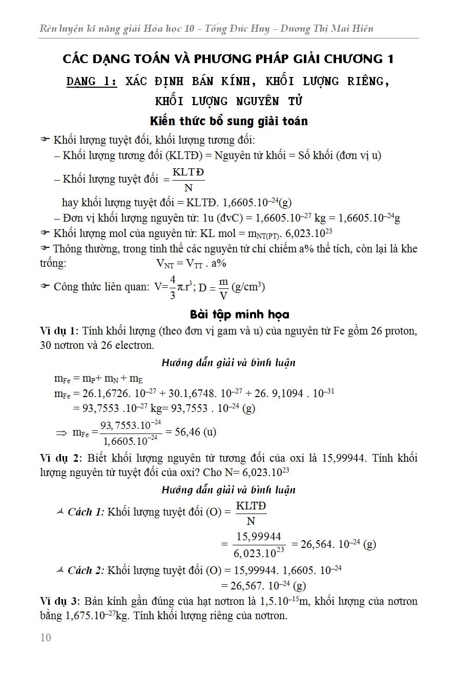 Rèn Luyện Kỹ Năng Giải Hóa Học 10 - Tống Đức Huy