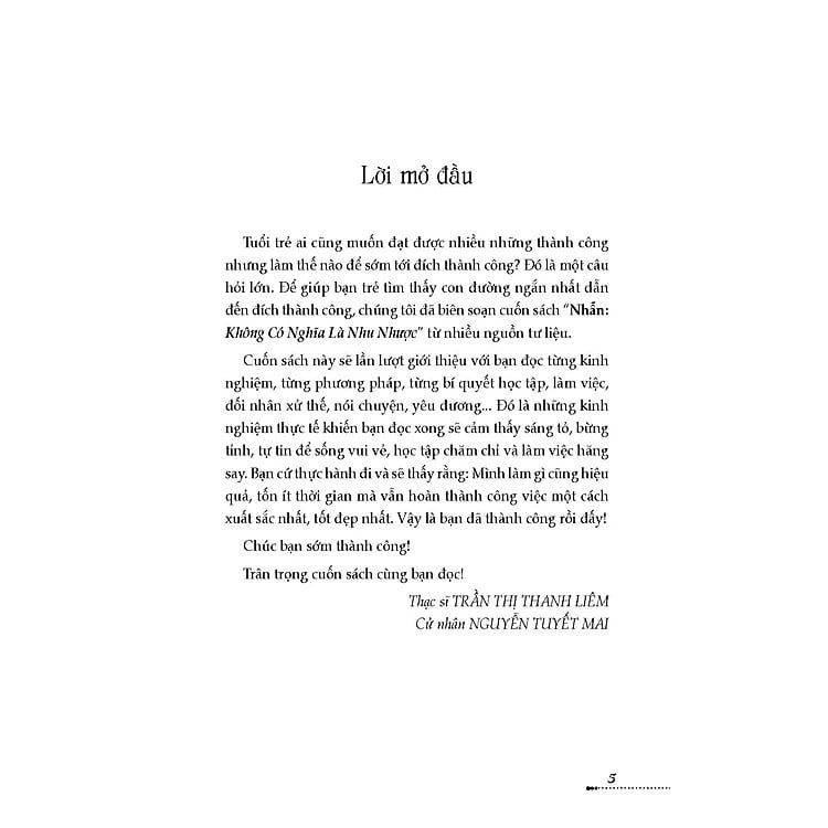 Sách Tủ Sách Kỹ Năng - Nhẫn Không Có Nghĩa Là Nhu Nhược - Trần Thị Thanh Liêm - Nguyễn Tuyết Mai