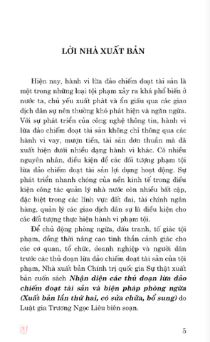  Nhận Diện Các Thủ Đoạn Lừa Đảo Chiếm Đoạt Tài Sản Và Biện Pháp Phòng Ngừa  - Luật gia Trương Ngọc Liêu - (NXB CTQG) 