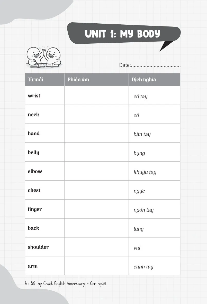 Sổ Tay Crack English Vocabulary - Xây Chắc 540 Từ Vựng Tiếng Anh Theo Chủ Đề Chỉ Với 30 Phút Mỗi Ngày - Chủ Đề Con Người - Adam Ross