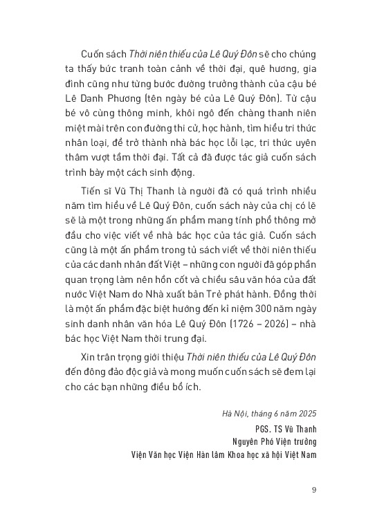 Thời Niên Thiếu Của Danh Nhân Nước Việt - Thời Niên Thiếu Của Lê Quý Đôn - Vũ Thị Thanh