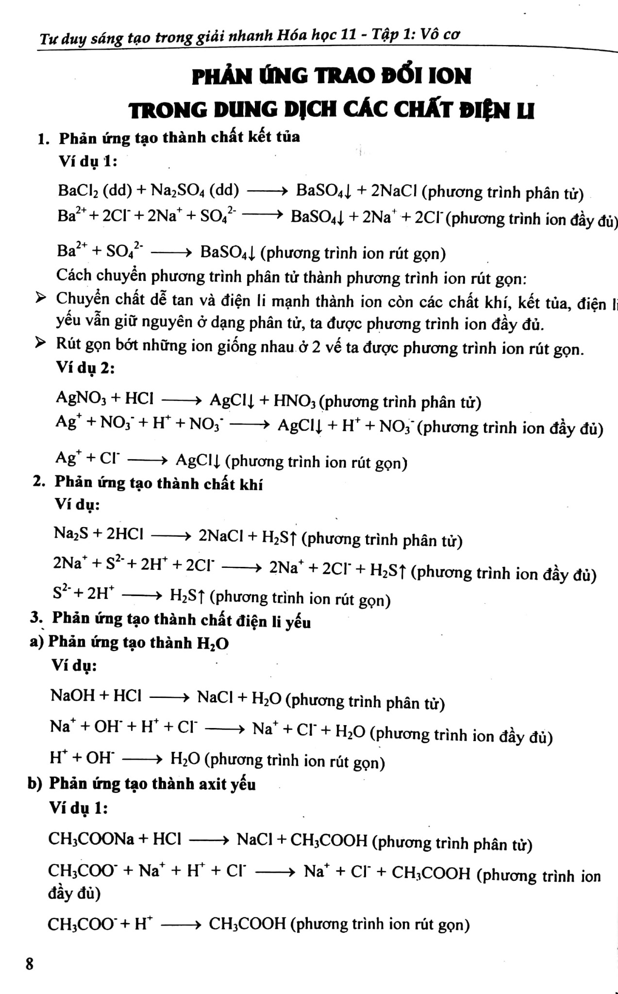 Tư Duy Sáng Tạo Trong Giải Nhanh Hóa Học 11 Tập 1 - Vô Cơ  -  Tòng Văn Sinh