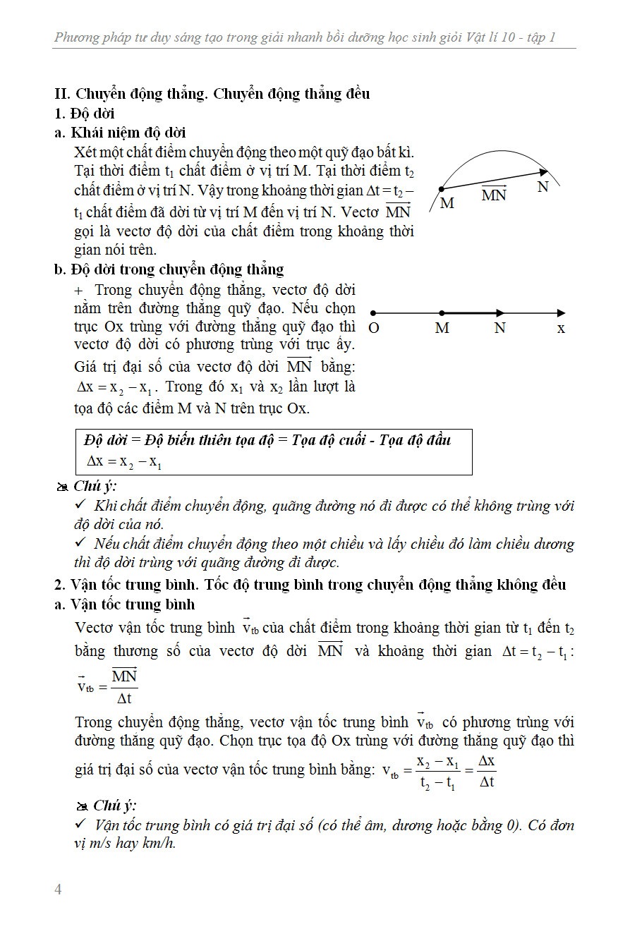 Phương Pháp Tư Duy Sáng Tạo Trong Giải Nhanh Bồi Dưỡng Học Sinh Giỏi Vật Lí 10 Tập 1 - Trịnh Minh Hiệp