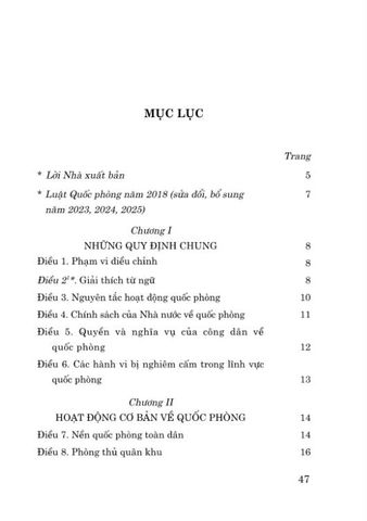  Luật Quốc Phòng Năm 2018 ( Sửa Đổi, Bổ Sung Năm 2023, 2024, 2025 ) - Quốc hội - NXB CTQG 