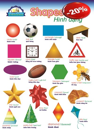 Học Tiếng Anh Qua Hình Ảnh - Hình Dạng (Tranh Rời 53X78Cm) - Nguyễn Công Sơn