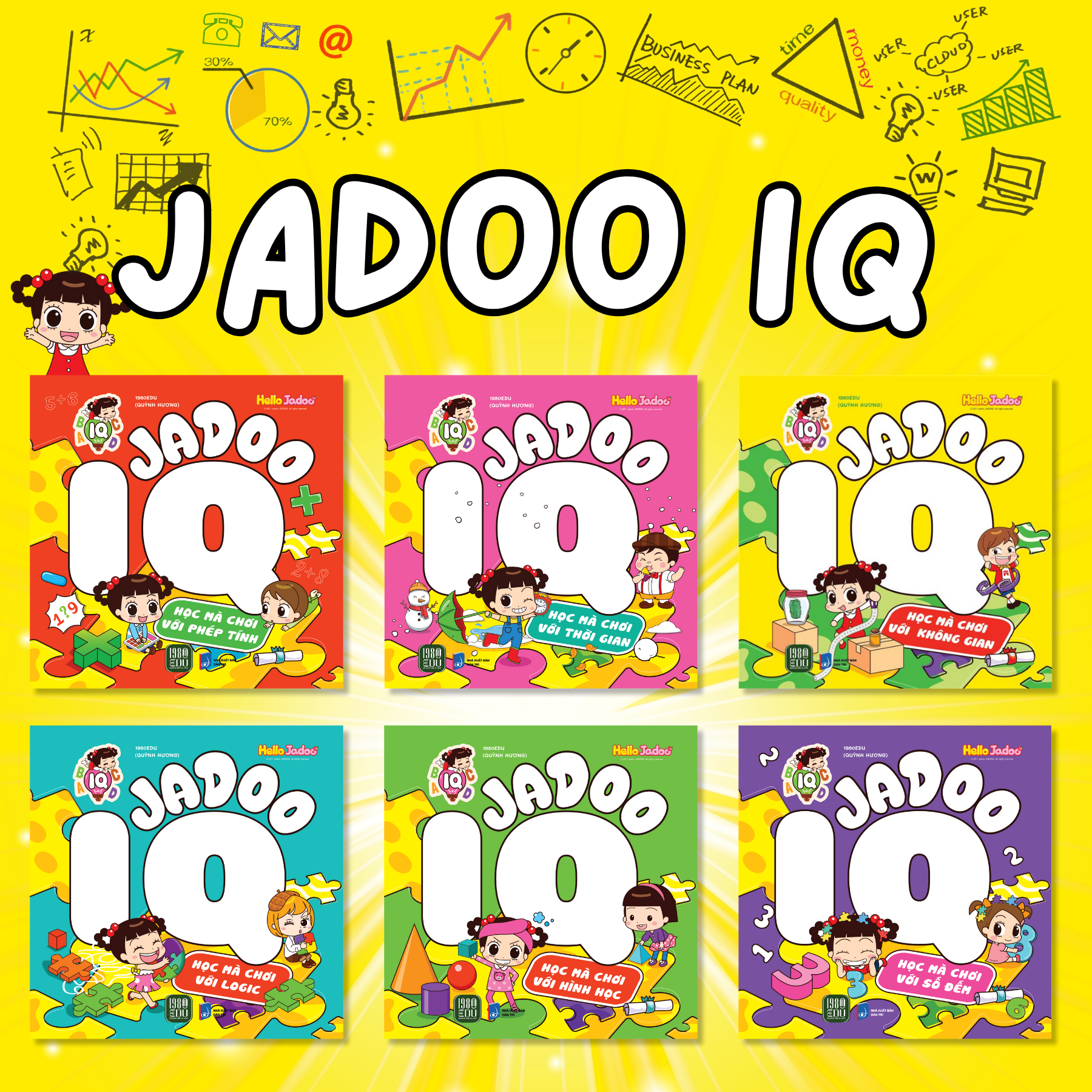 Combo Jadoo IQ - Học Mà Chơi (Bộ 6 Cuốn) - 1980Edu (Quỳnh Hương)