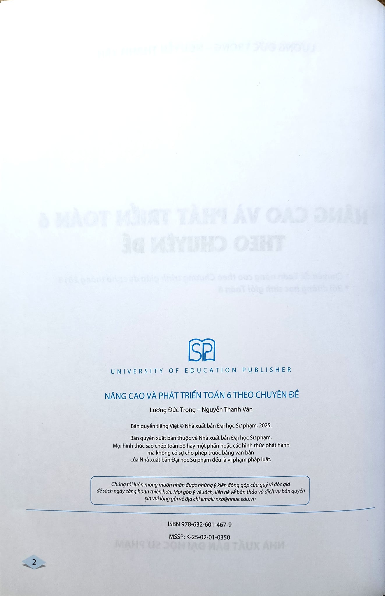 Nâng Cao Và Phát Triển Toán 6 Theo Chuyên Đề - Lương Đức Trọng, Nguyễn Thanh Vân