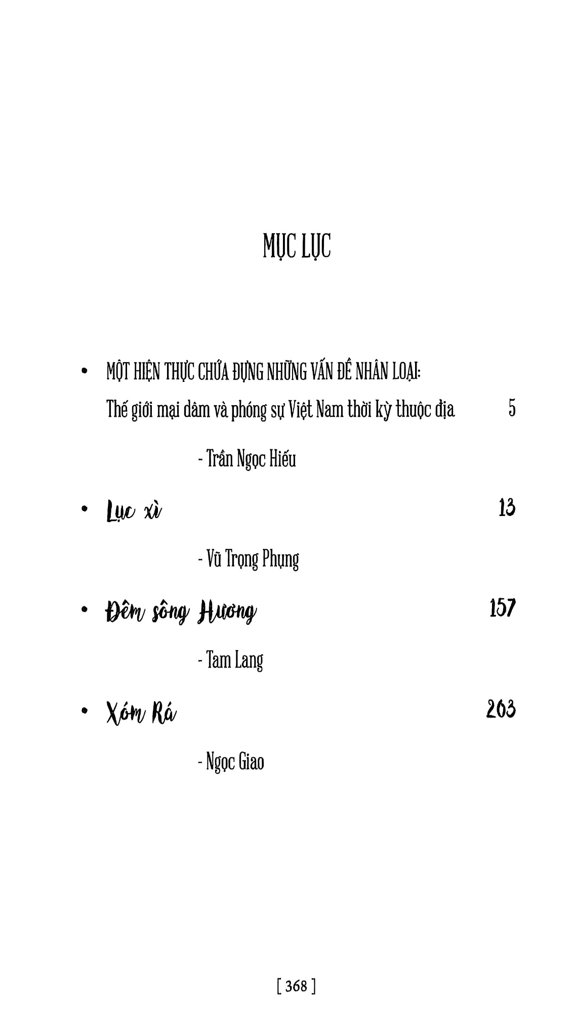 Lục Xì - Đêm Sông Hương - Xóm Rá - Vũ Trọng Phụng, Tam Lang, Ngọc Giao