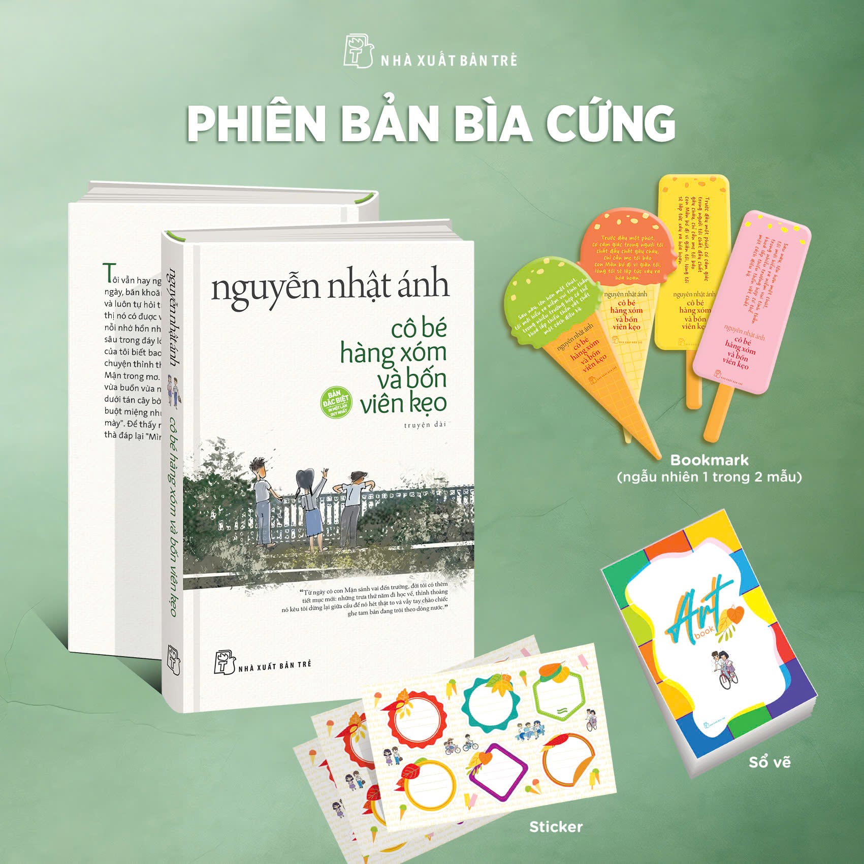 Cô Bé Hàng Xóm Và Bốn Viên Kẹo (Bìa Cứng) - Nguyễn Nhật Ánh ( Tặng Kèm Random 1 Trong 4 Mẫu Bookmark + Sticker + Sổ Vẽ )