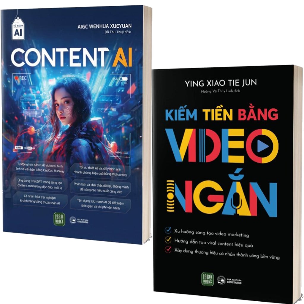 Combo 2 Quyển Kiếm Tiền Bằng Video Ngắn + Content AI - Ying Xiao Tie Jun, AIGC Wenhua Xueyuan