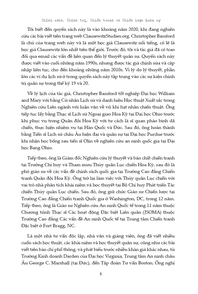 Chính Sách Chính Trị Chiến Tranh & Chiến Lược Quân Sự - Christopher Bassford