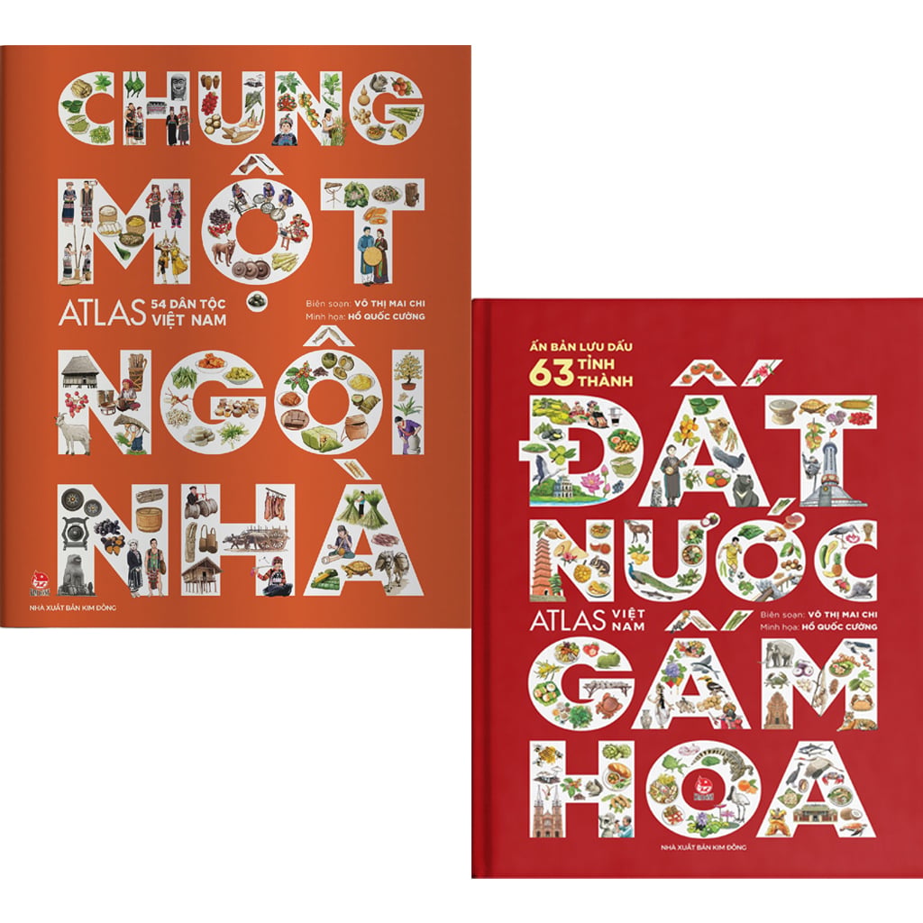 Combo 2 Quyển Atlas Việt Nam ( Chung Một Ngôi Nhà + Đất Nước Gấm Hoa ) - Võ Thị Mai Chi, Hồ Quốc Cường