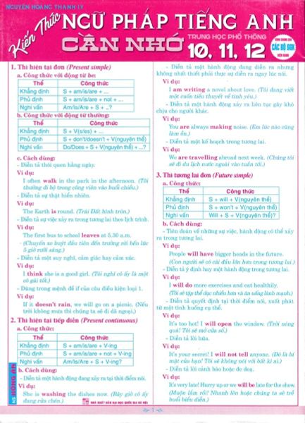  Kiến Thức Ngữ Pháp Tiếng Anh Cần Nhớ Thpt 10, 11, 12 (Dùng Chung Cho Các Bộ SGK Hiện Hành) - Nguyễn Hoàng Thanh Ly 