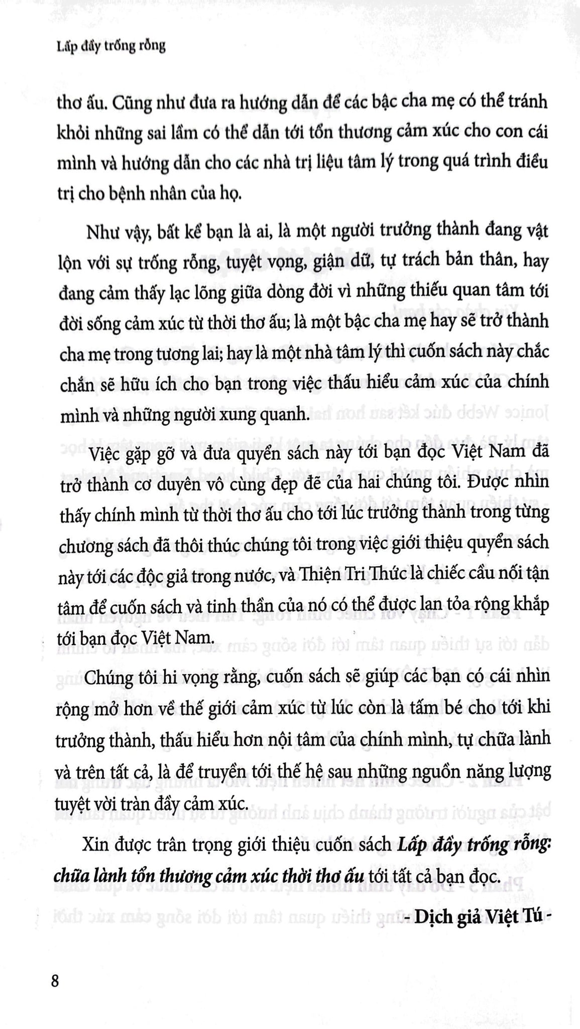 Lấp Đầy Trống Rỗng - Chữa Lành Tổn Thương Cảm Xúc Thời Thơ Ấu - Jonice Webb, Christine Musello