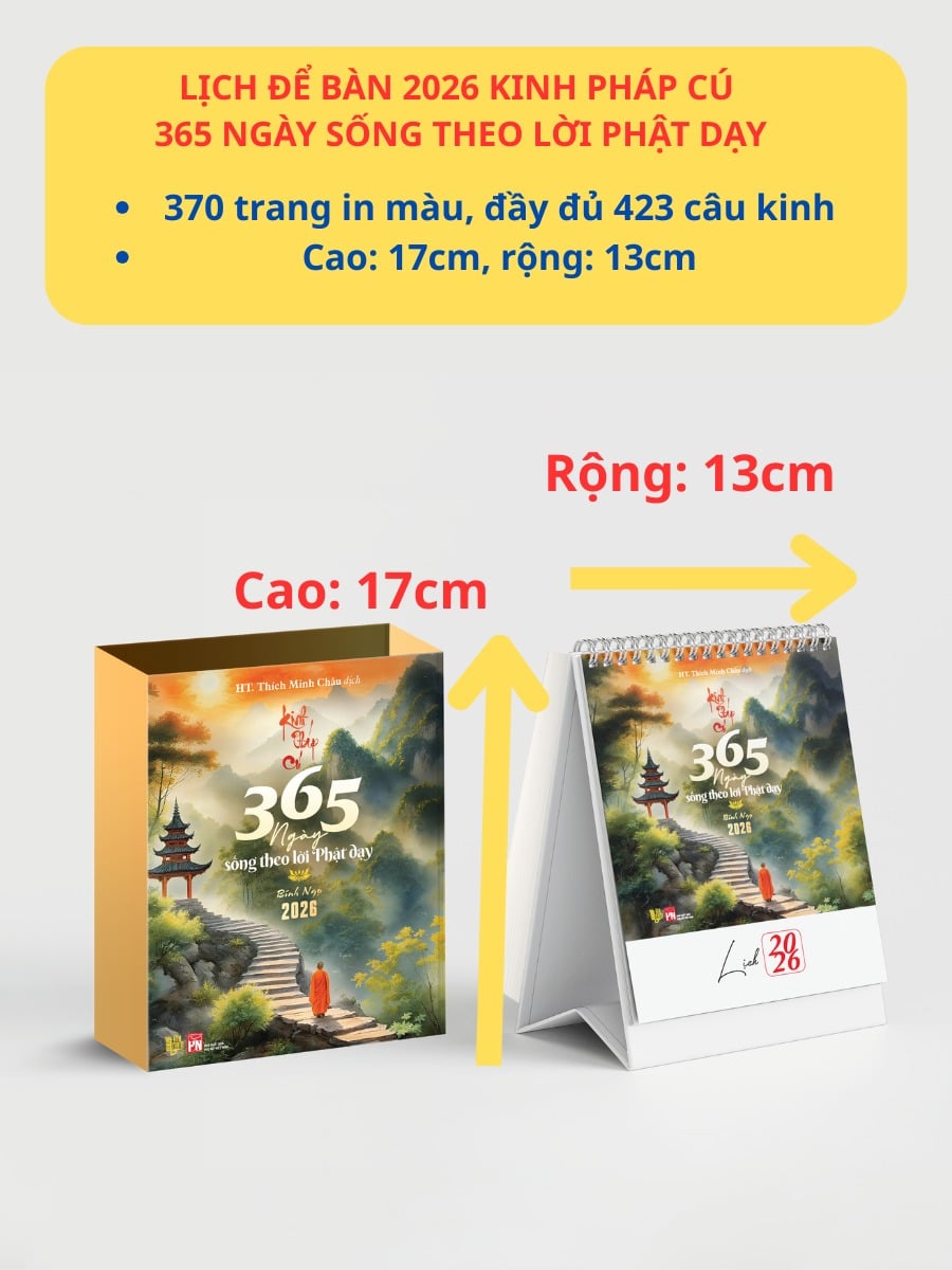 Lịch Bàn 2026 - Kinh Pháp Cú (365 Ngày)
