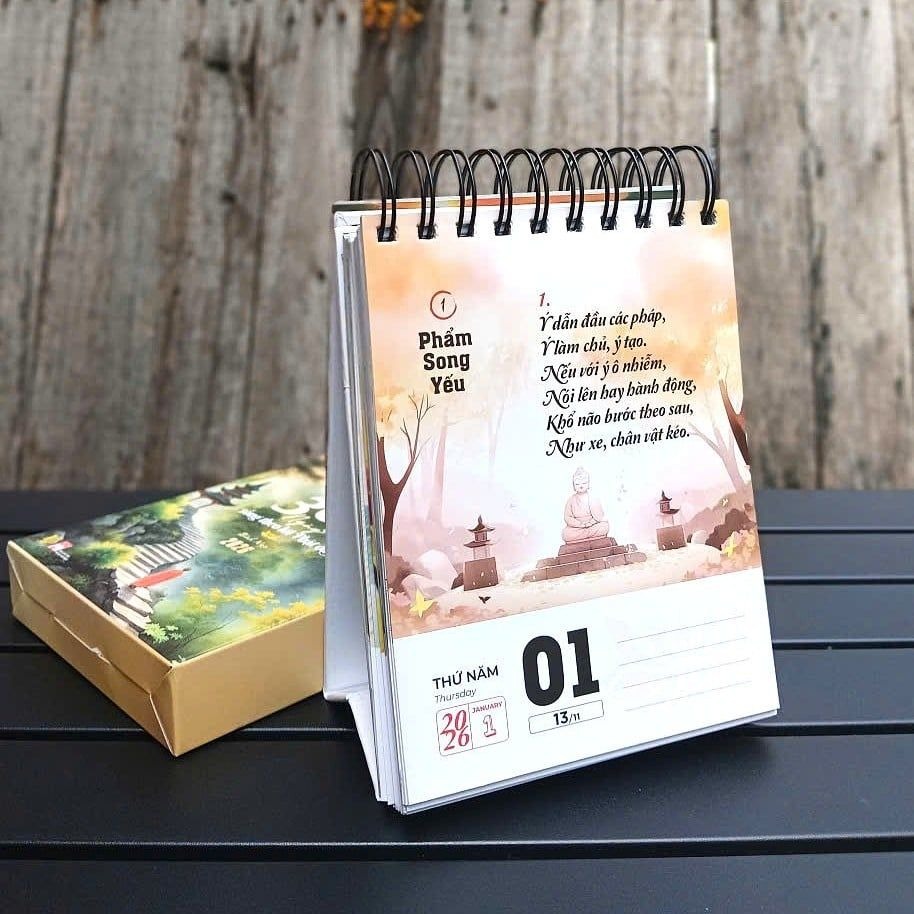 Lịch Bàn 2026 - Kinh Pháp Cú (365 Ngày)