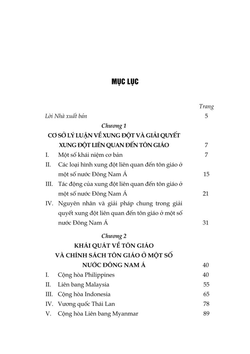 Xung Đột Và Giải Quyết Xung Đột Liên Quan Đến Tôn Giáo Ở Một Số Nước Đông Nam Á Và Hàm Ý Cho Việt Nam - TS. Lê Thị Liên