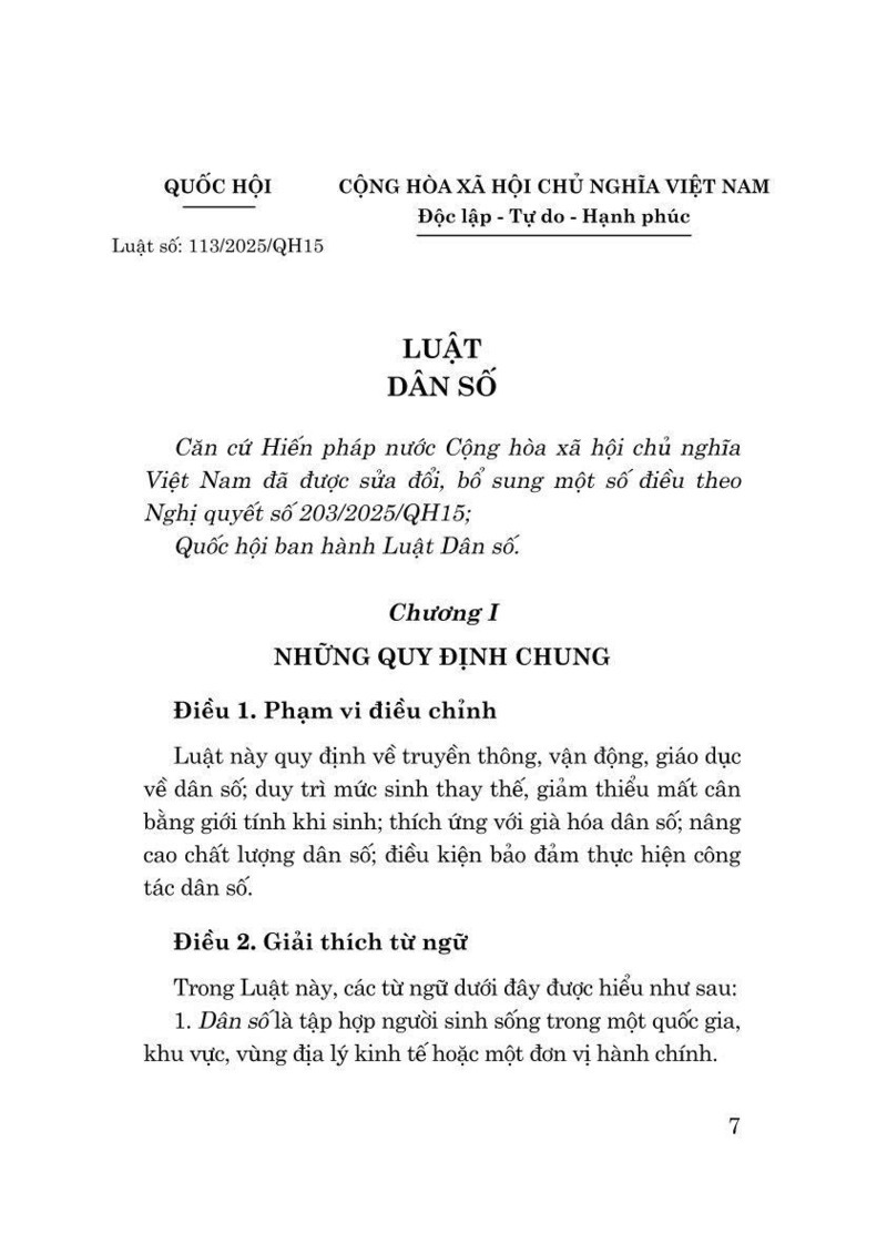 Luật Dân Số 2025 - Quốc Hội