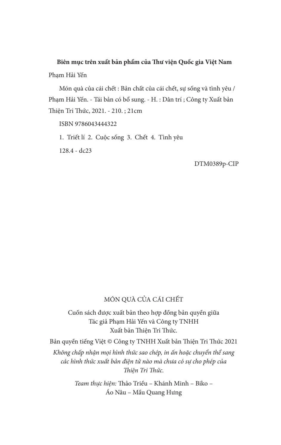 Món Quà Của Cái Chết - Bản Chất Của Cái Chết, Cuộc Sống Và Tình Yêu - Phạm Hải Yến