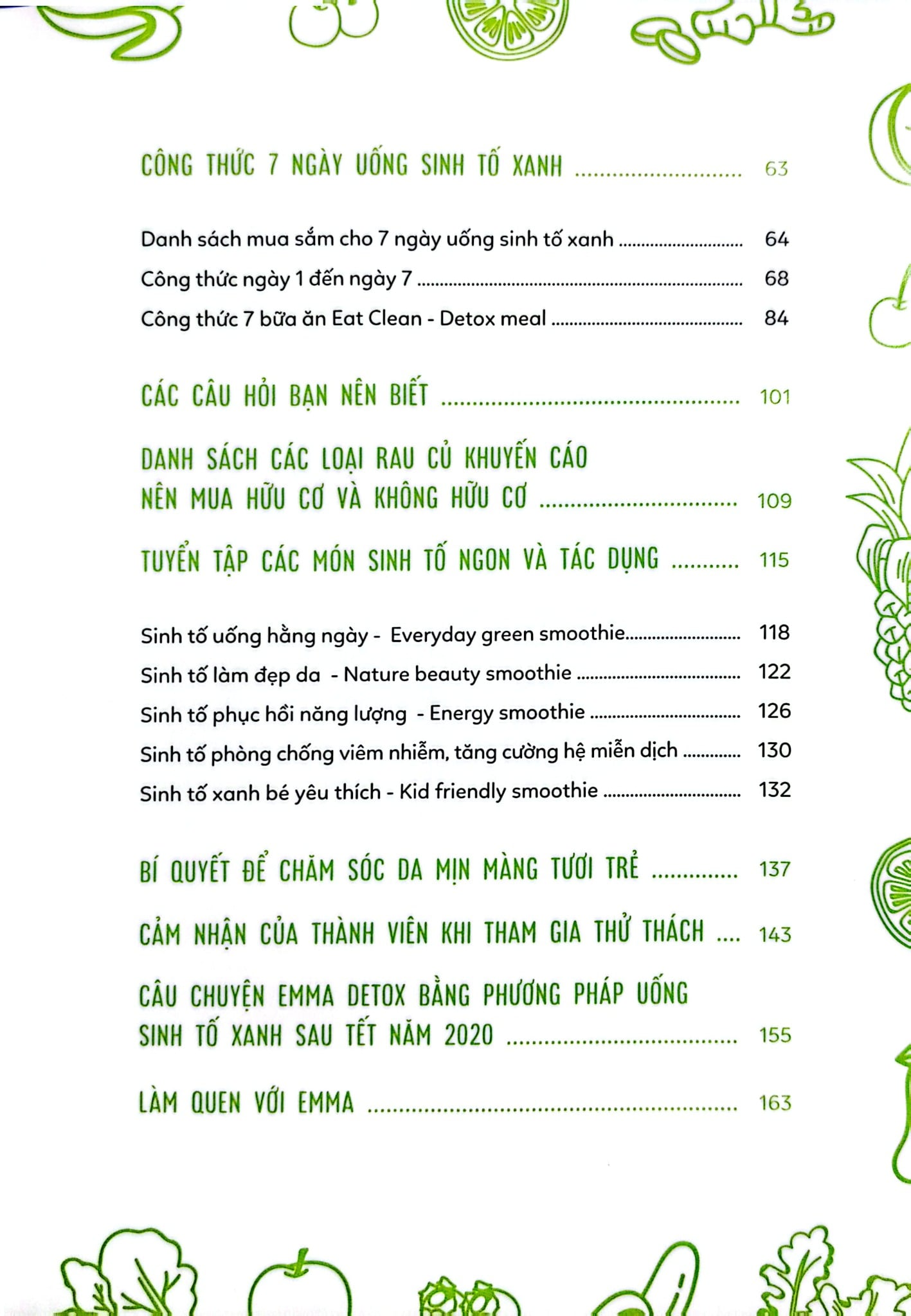 Combo 2 Quyển Green Smoothies - Giảm Cân, Làm Đẹp Da, Tăng Cường Sức Đề Kháng Với 7 Ngày Uống Sinh Tố Xanh + Eat Clean - Ăn Sạch Sống Khỏe - Emma Phạm