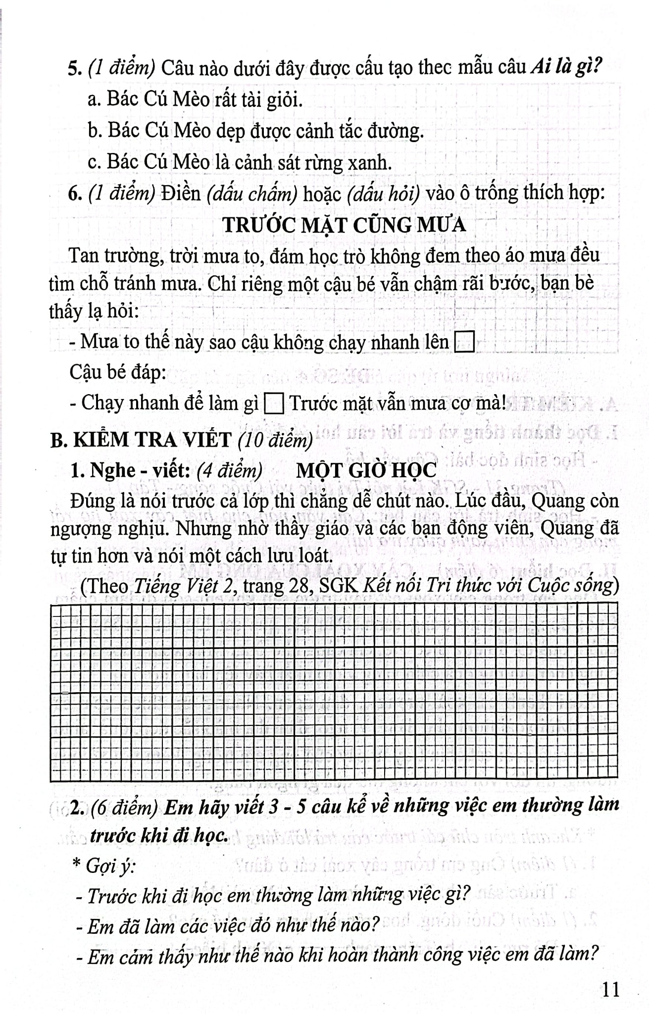 Bộ Đề Kiểm Tra Môn Tiếng Việt Lớp 2 (Bám Sát Sgk Kết Nối Tri Thức Với Cuộc Sống) - Lê Thị Nương