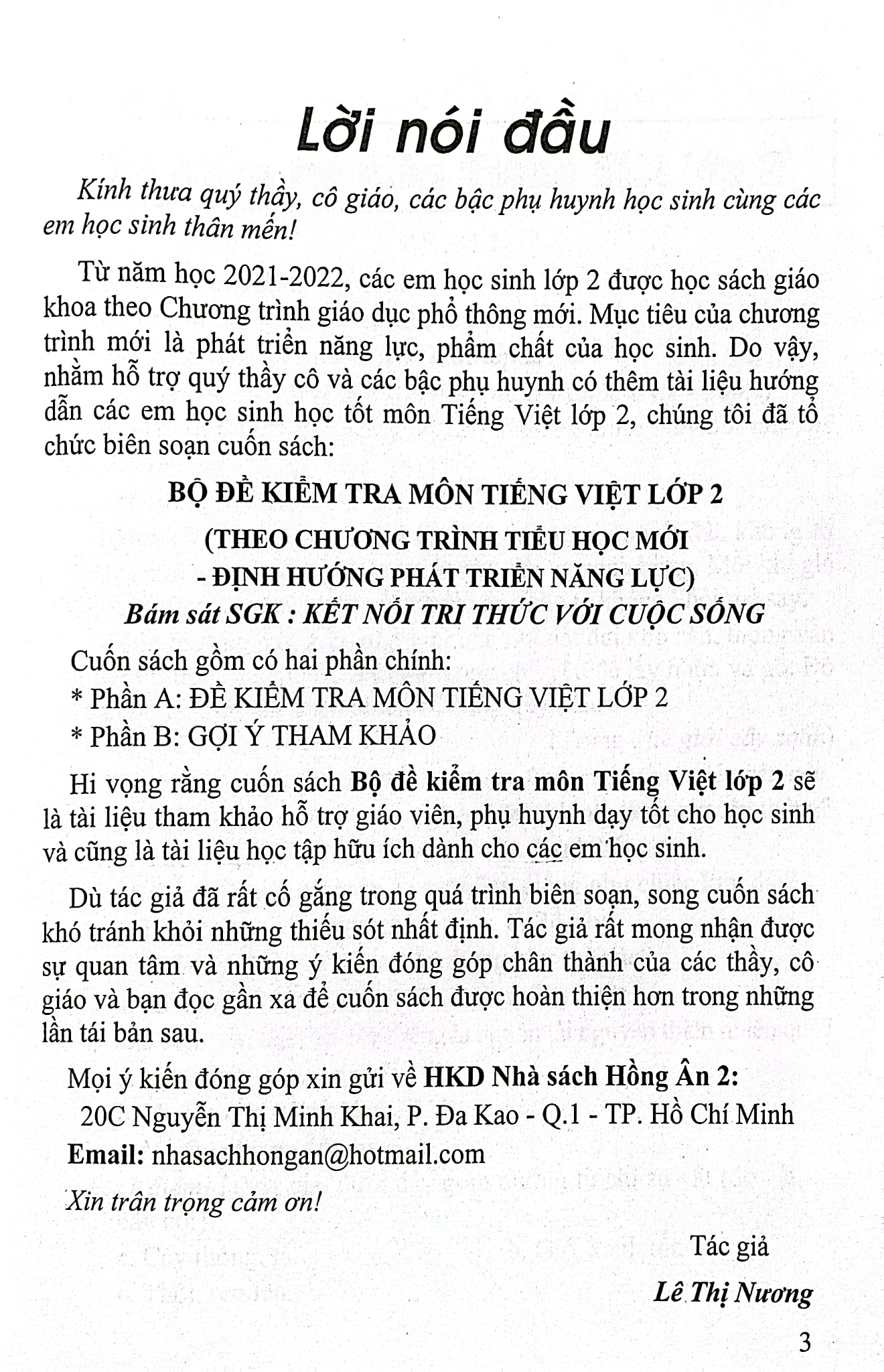 Bộ Đề Kiểm Tra Môn Tiếng Việt Lớp 2 (Bám Sát Sgk Kết Nối Tri Thức Với Cuộc Sống) - Lê Thị Nương