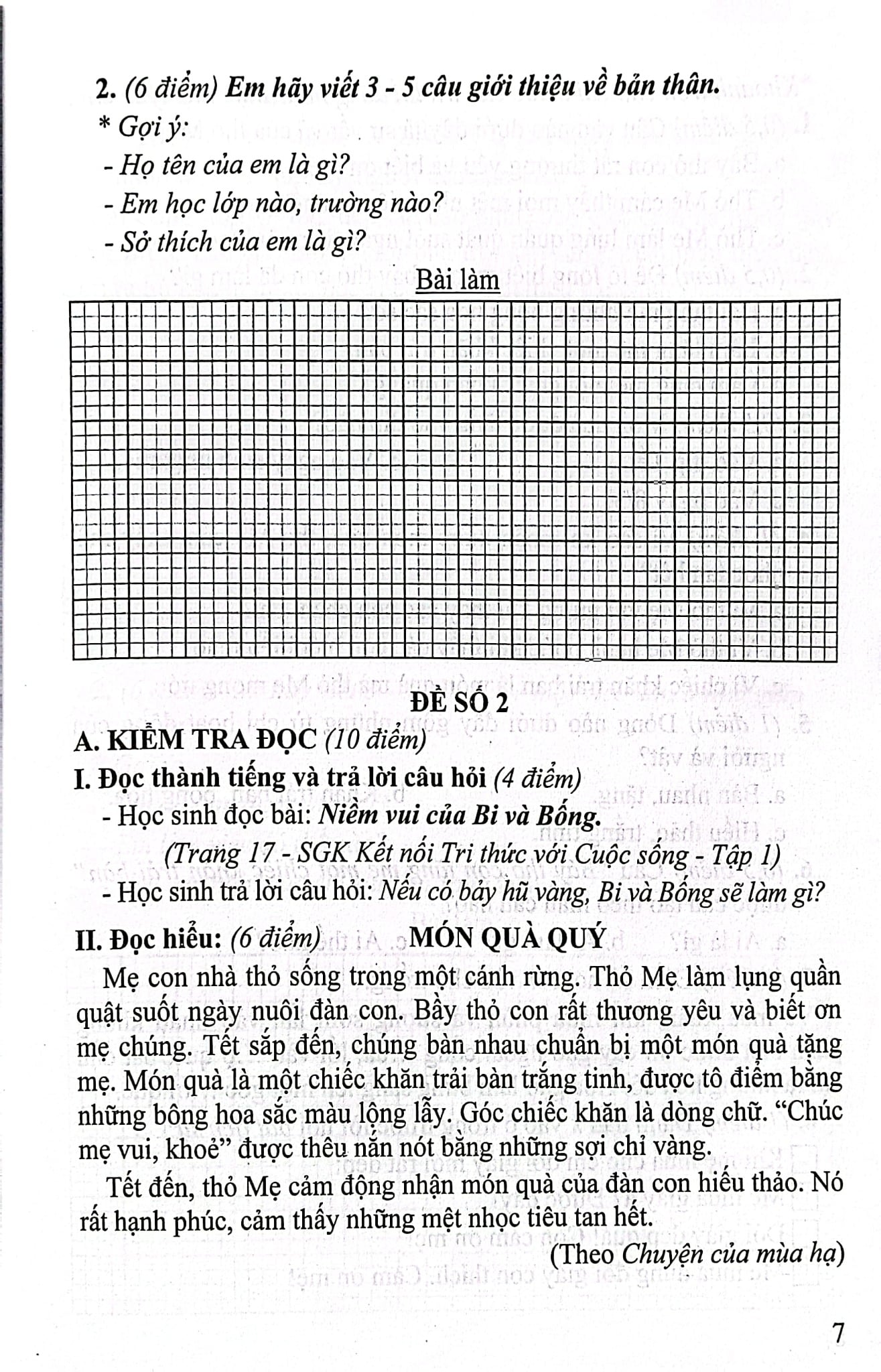 Bộ Đề Kiểm Tra Môn Tiếng Việt Lớp 2 (Bám Sát Sgk Kết Nối Tri Thức Với Cuộc Sống) - Lê Thị Nương