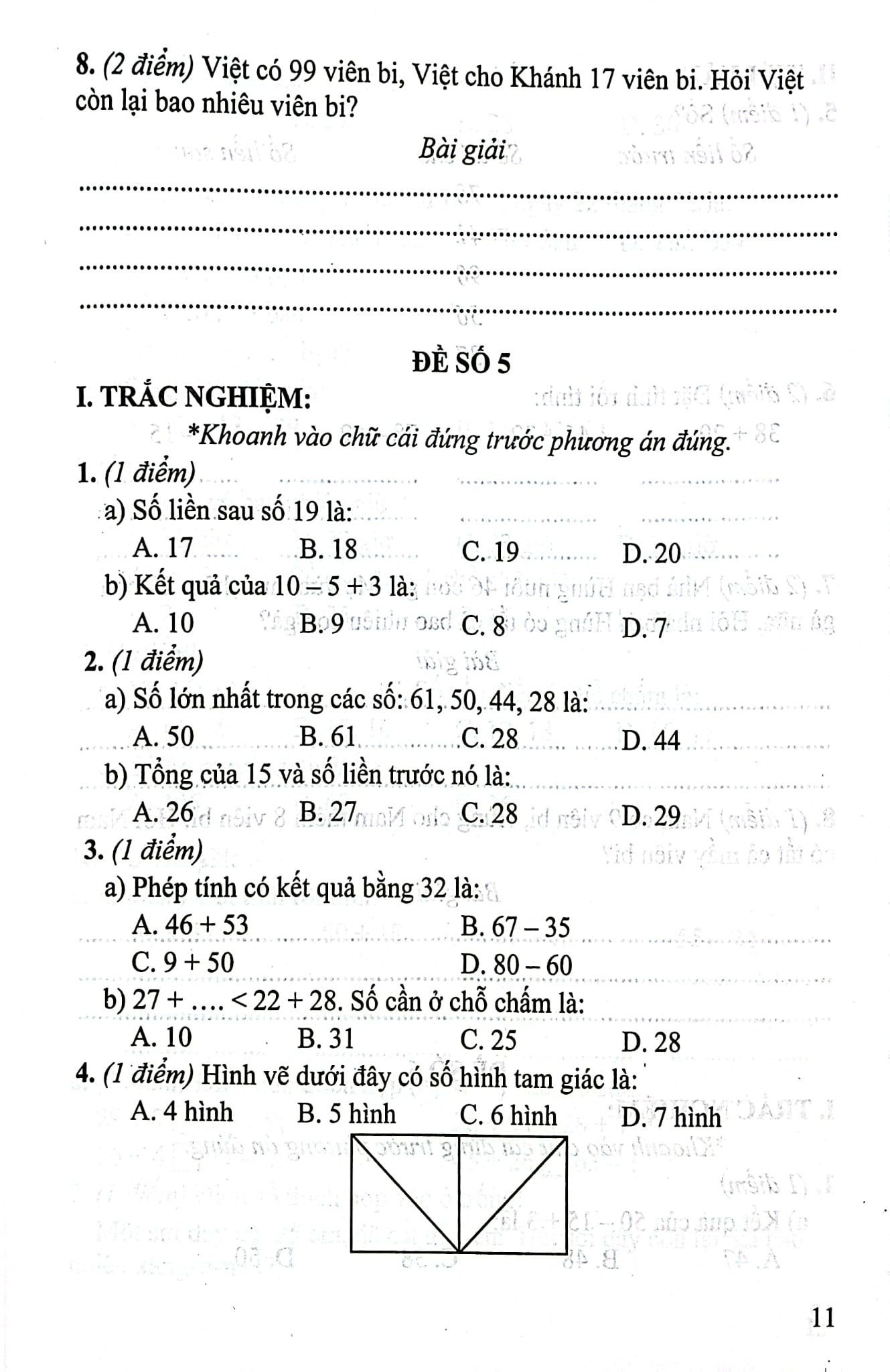 Bộ Đề Kiểm Tra Môn Toán Lớp 2 (Bám Sát Sgk Kết Nối Tri Thức Với Cuộc Sống) - Lê Thị Nương