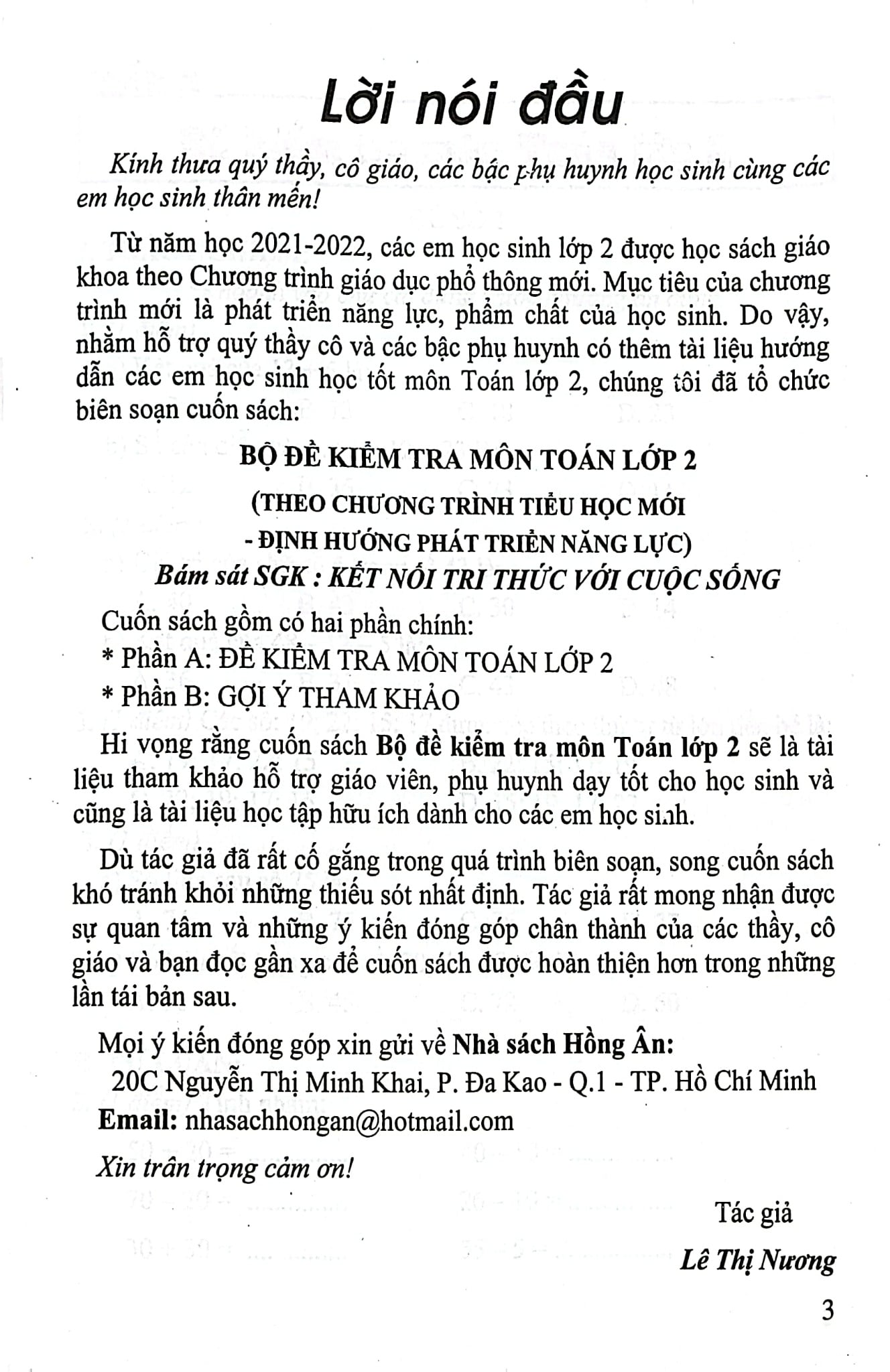 Bộ Đề Kiểm Tra Môn Toán Lớp 2 (Bám Sát Sgk Kết Nối Tri Thức Với Cuộc Sống) - Lê Thị Nương