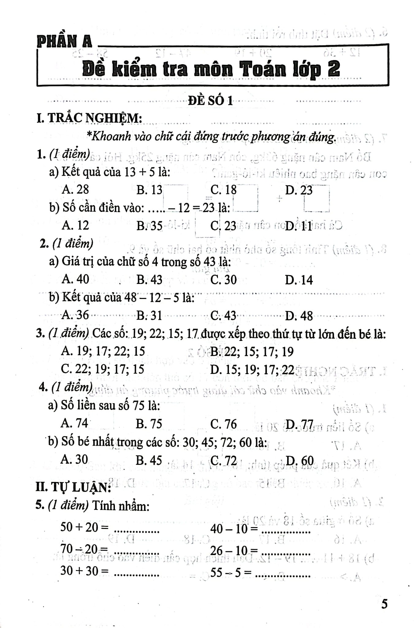 Bộ Đề Kiểm Tra Môn Toán Lớp 2 (Bám Sát Sgk Kết Nối Tri Thức Với Cuộc Sống) - Lê Thị Nương