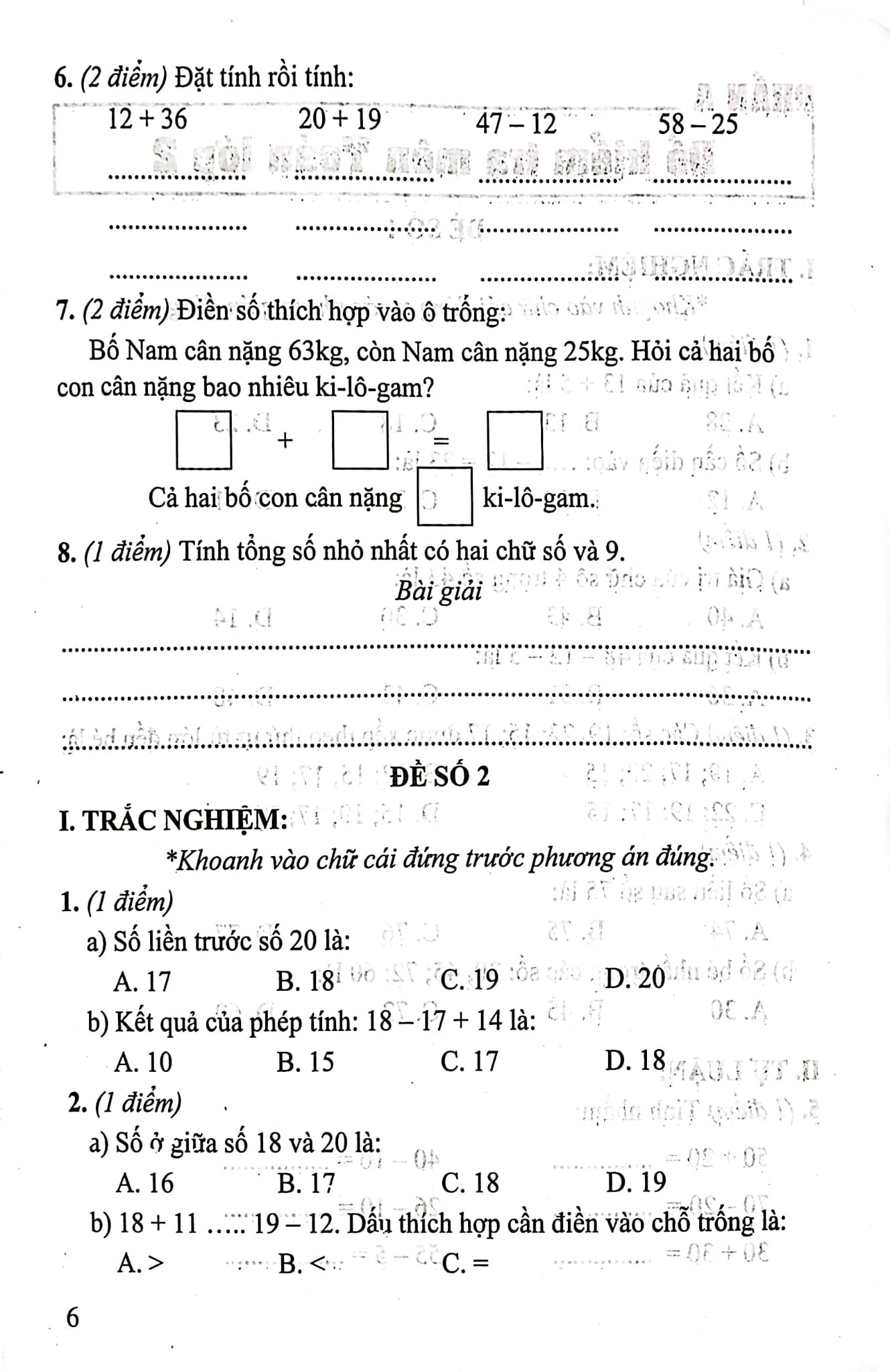 Bộ Đề Kiểm Tra Môn Toán Lớp 2 (Bám Sát Sgk Kết Nối Tri Thức Với Cuộc Sống) - Lê Thị Nương