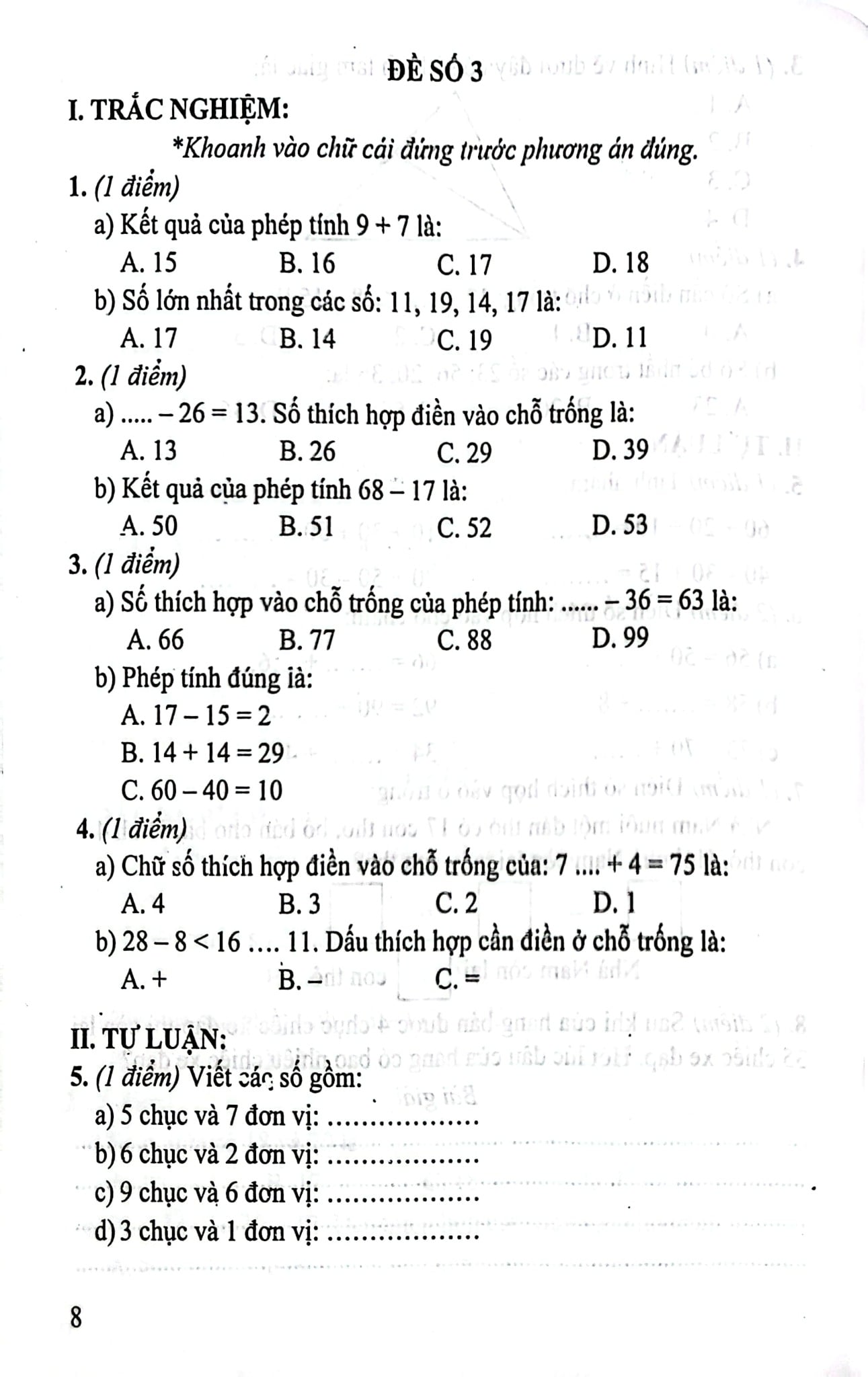 Bộ Đề Kiểm Tra Môn Toán Lớp 2 (Bám Sát Sgk Kết Nối Tri Thức Với Cuộc Sống) - Lê Thị Nương
