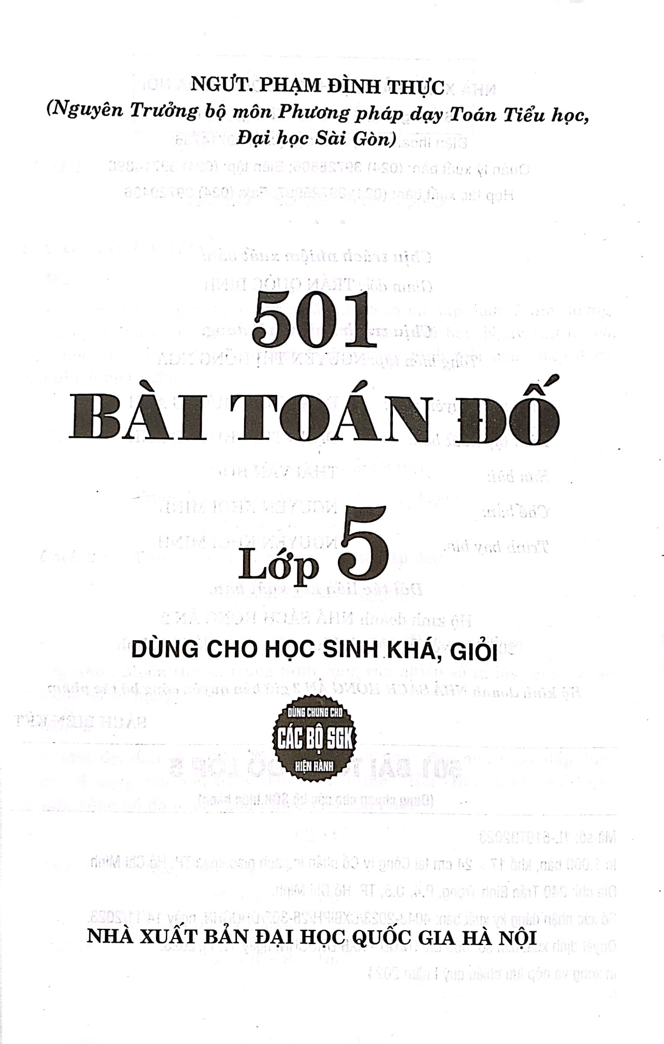 501 Bài Toán Đố Lớp 5 (Dùng Chung Cho Các Bộ Sgk Hiện Hành) - Phạm Đình Thực