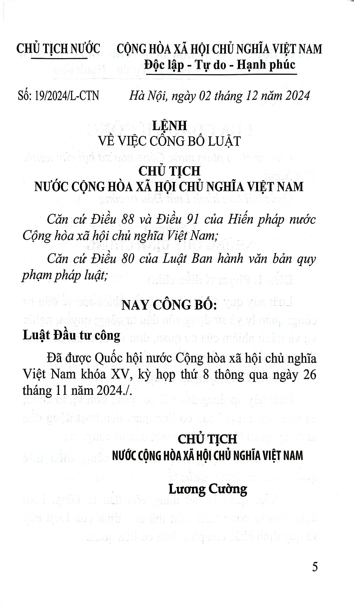 Luật Đầu Tư Công Năm 2024 (NXBLĐ) - Quốc Hội