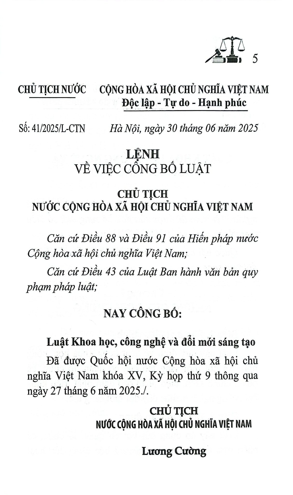 Luật Khoa Học, Công Nghệ Và Đổi Mới Sáng Tạo Năm 2025 (NXBLĐ) - Quốc Hội
