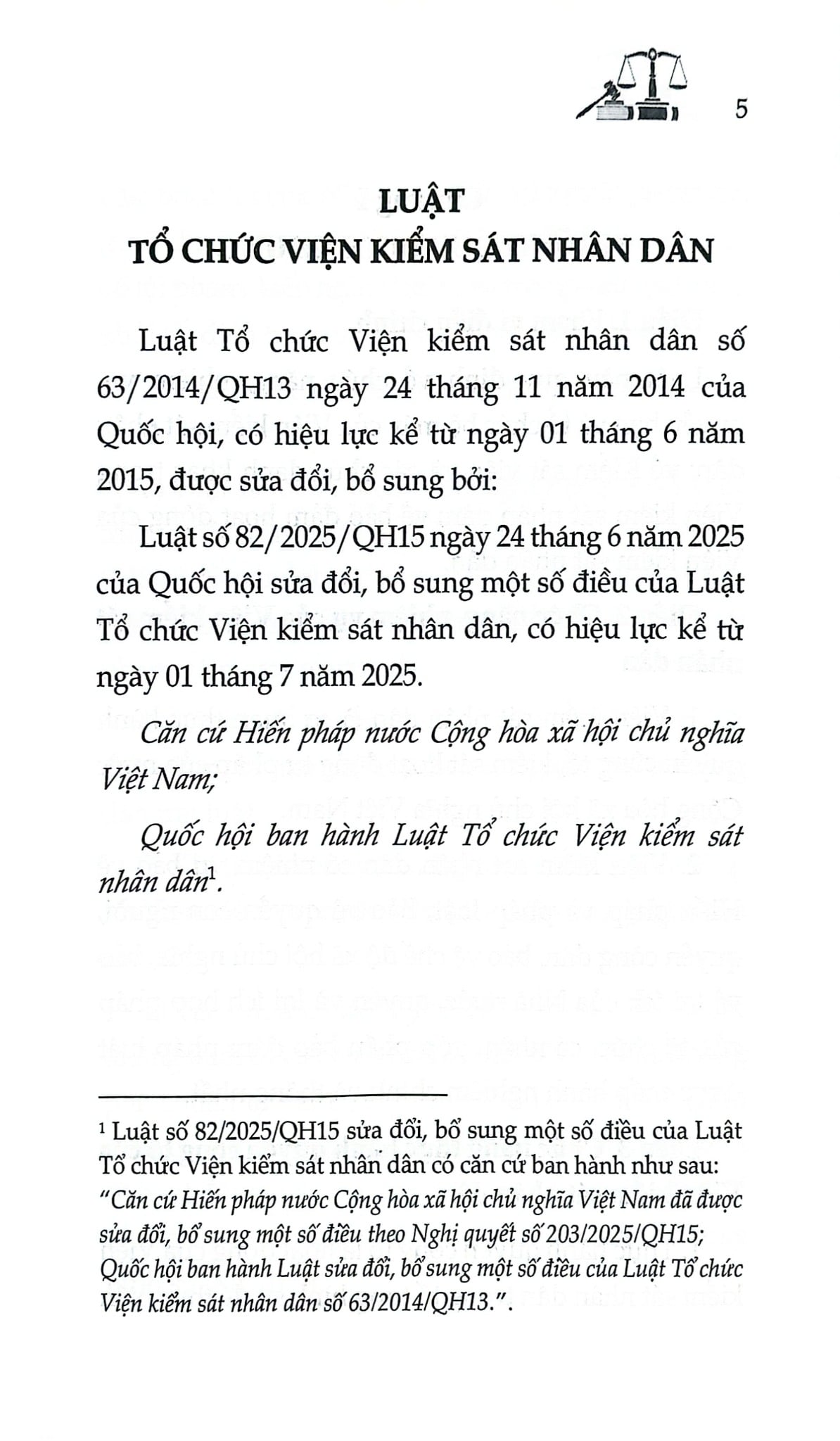 Luật Tổ Chức Viện Kiểm Sát Nhân Dân Năm 2014 ( Sửa Đổi, Bổ Sung Năm 2025) (NXBLĐ) - Quốc Hội