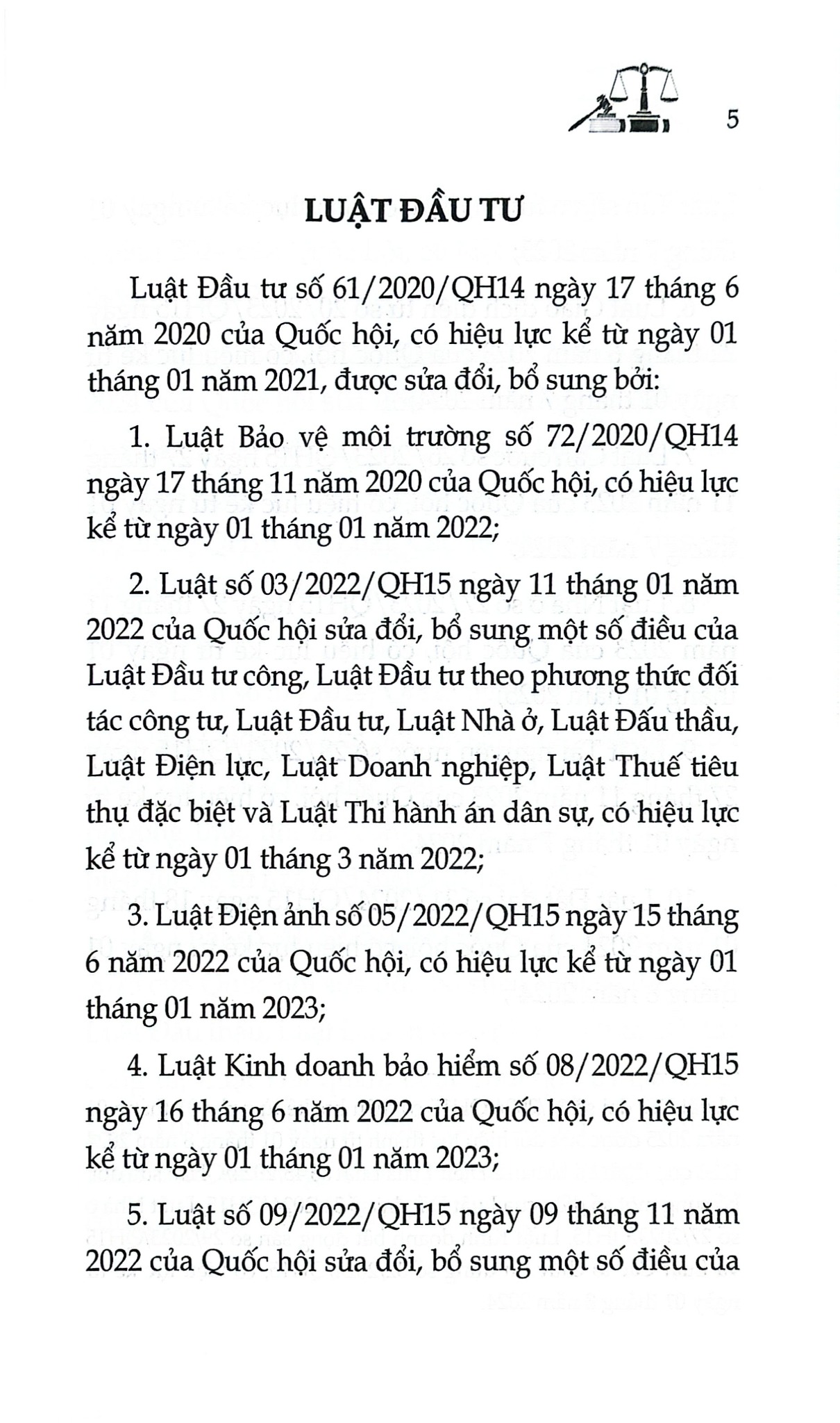 Luật Đầu Tư Năm 2020 ( Sửa Đổi, Bổ Sung Năm 2020,2022,2023,2024,2025) (DH) - Quốc Hội