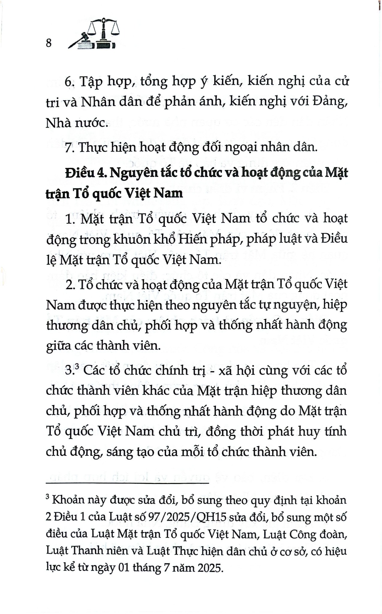 Luật Mặt Trận Tổ Quốc Việt Nam Năm 2015 ( Sửa Đổi, Bổ Sung Năm 2025) (NXBLĐ) - Quốc Hội