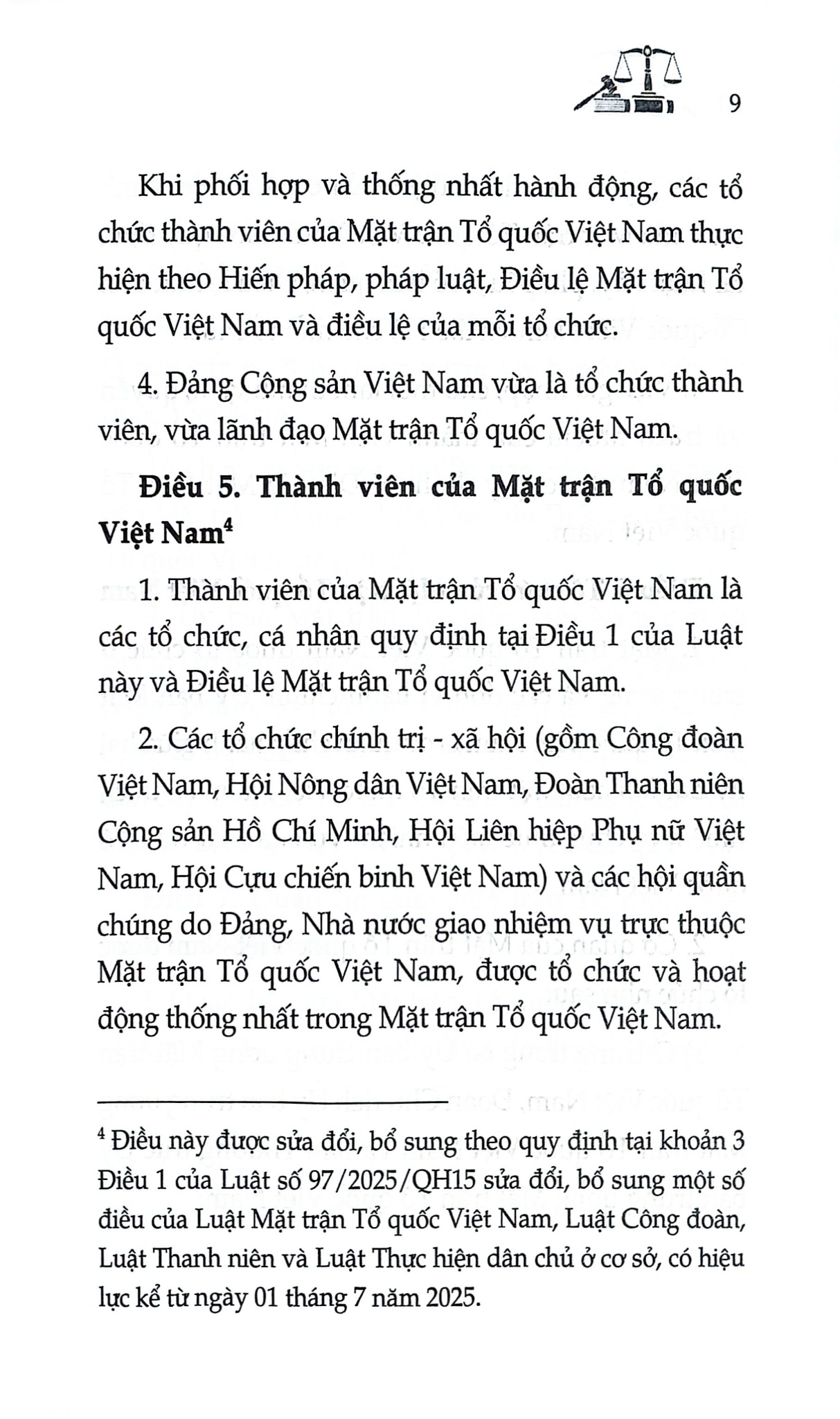 Luật Mặt Trận Tổ Quốc Việt Nam Năm 2015 ( Sửa Đổi, Bổ Sung Năm 2025) (NXBLĐ) - Quốc Hội